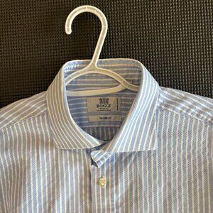 Boggi Milano Tailored Fit Dress Shirt, Light Blue & White Striped (Men’s 16/ 41)